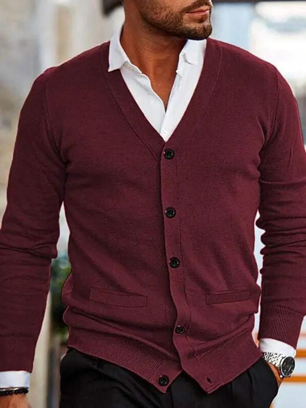 jackets - Stylish Men's V-Neck Slim Fit Long Sleeve Cardigan for Casua - jackets | MENLL